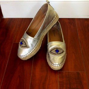 Evil Eye Rhinestone Silver Espadrilles size 7.5